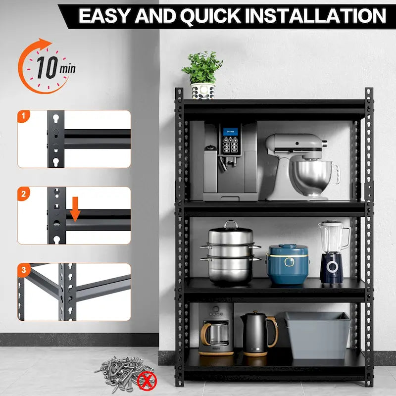 DoCred Heavy Duty Storage Rack, Garage Metal Shelving Unit, 4Pack