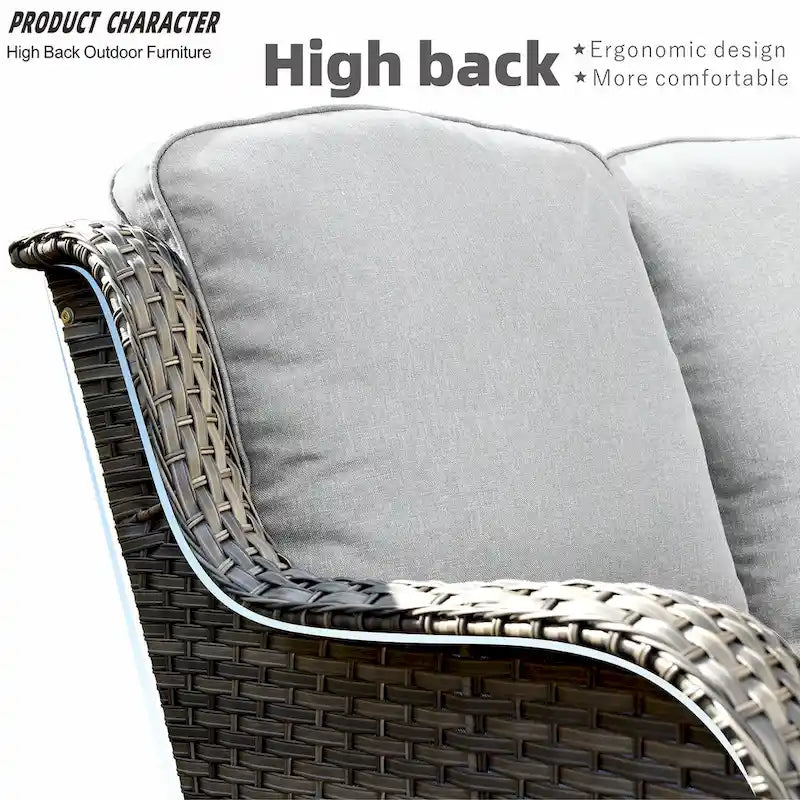 OVIOS Grey Wicker 6-piece Patio Furniture Set With 30  Fire Pit