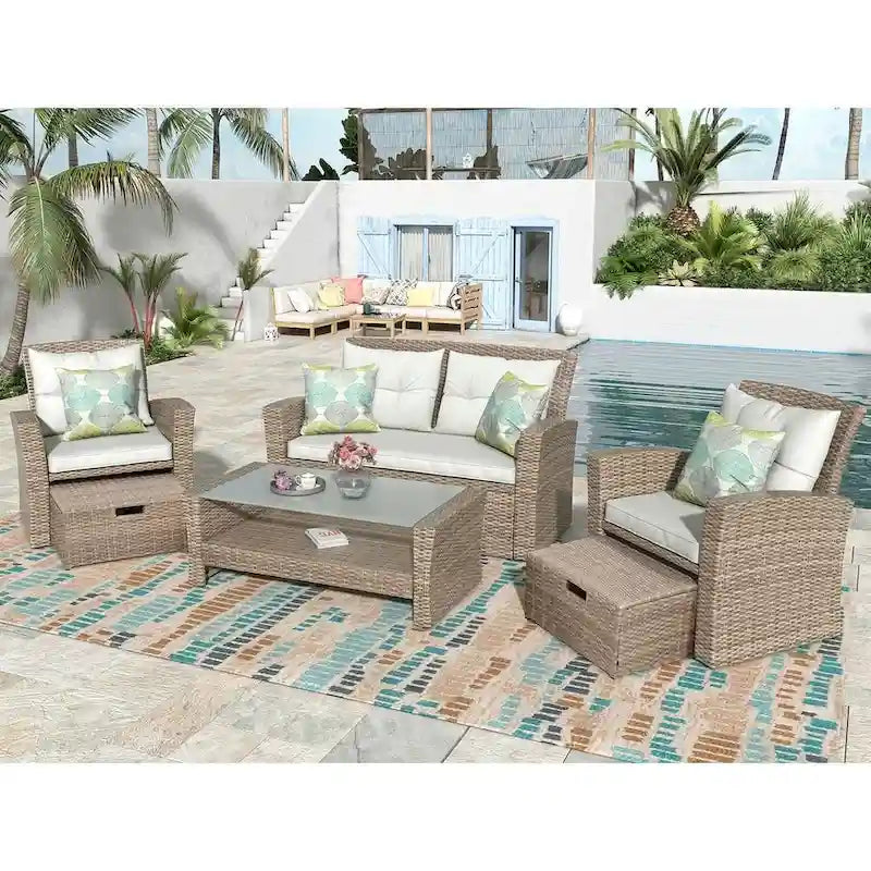 4-piece Patio Furniture Wicker Outdoor High-back Seating Set