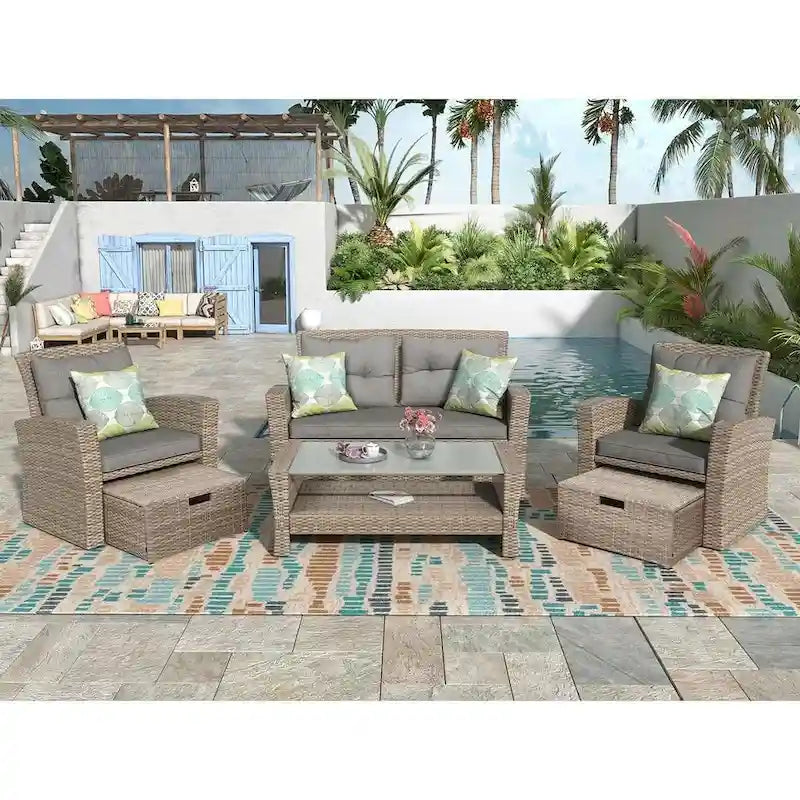 4-piece Patio Furniture Wicker Outdoor High-back Seating Set