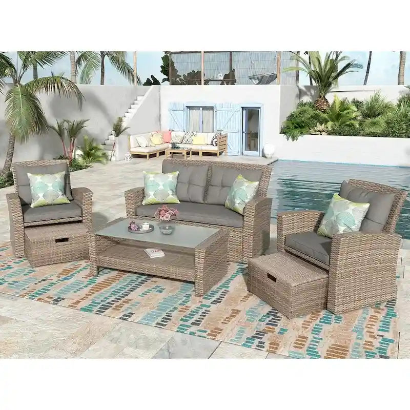 4-piece Patio Furniture Wicker Outdoor High-back Seating Set