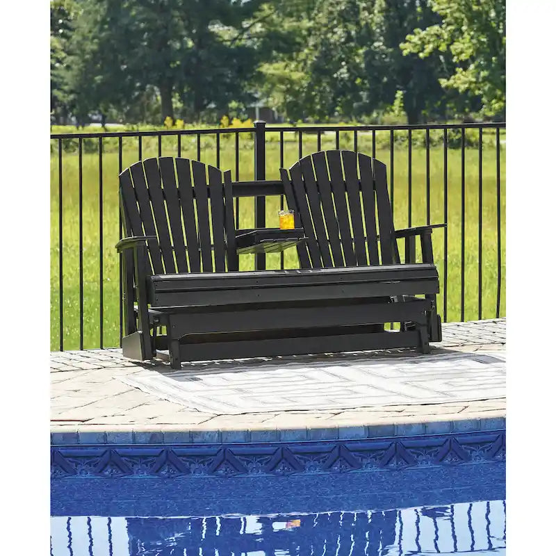 Signature Design by Ashley Hyland wave Outdoor Glider Loveseat - 67  W x 31.5  D x 41.75  H