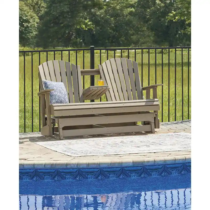Signature Design by Ashley Hyland wave Outdoor Glider Loveseat - 67  W x 31.5  D x 41.75  H