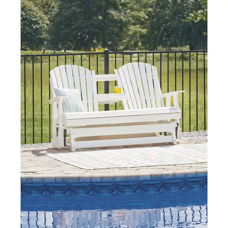 Signature Design by Ashley Hyland wave Outdoor Glider Loveseat - 67  W x 31.5  D x 41.75  H