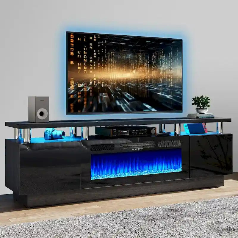 70 TV Stand with 36 Fireplace and Adjustable Shelves