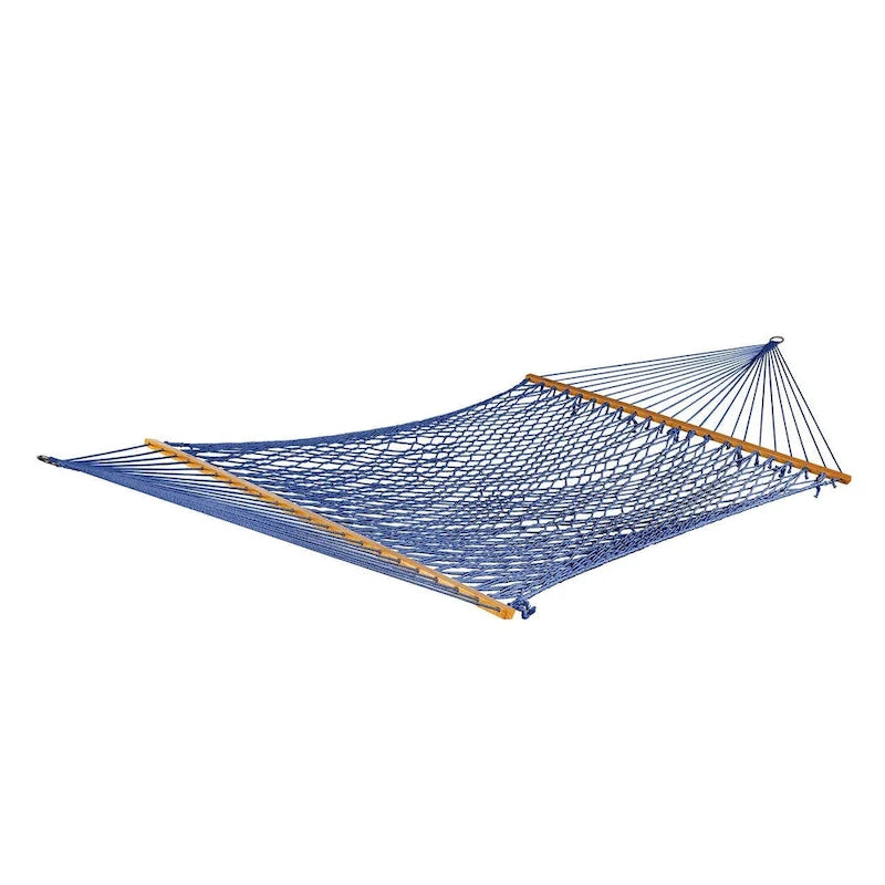 Bliss Hammocks BH-410BK 60  Wide Cotton Rope Hammock w/ Spreader Bar, S Hooks, & Chains