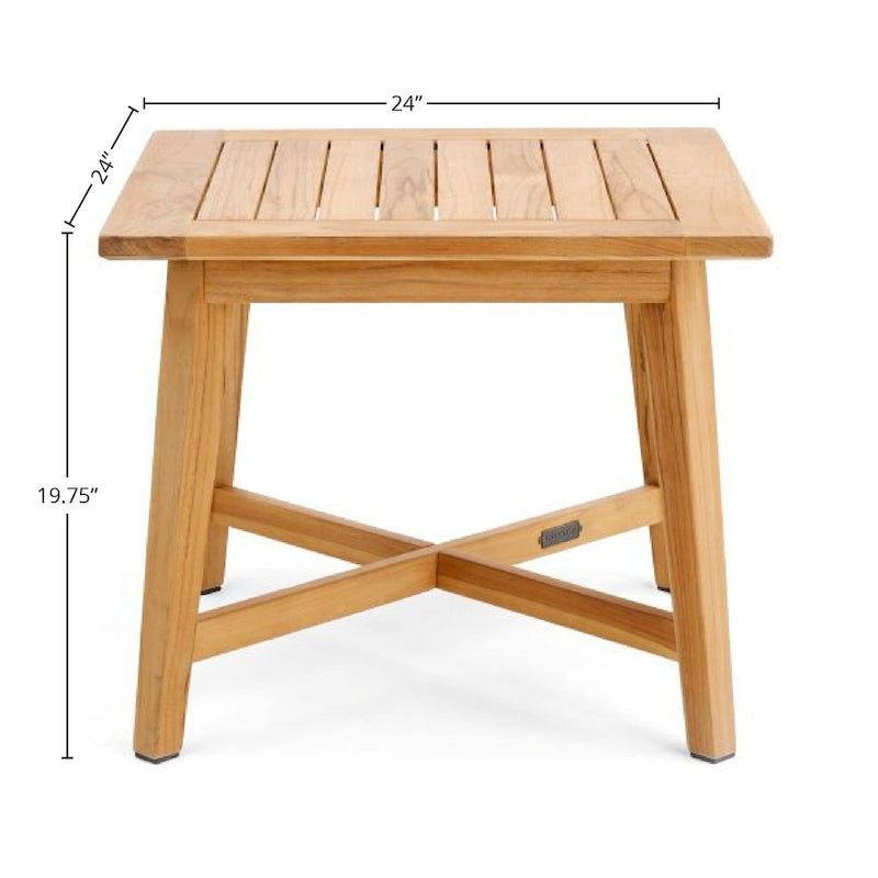 Winston All-Natural Teak Outdoor 24  Square Side Table