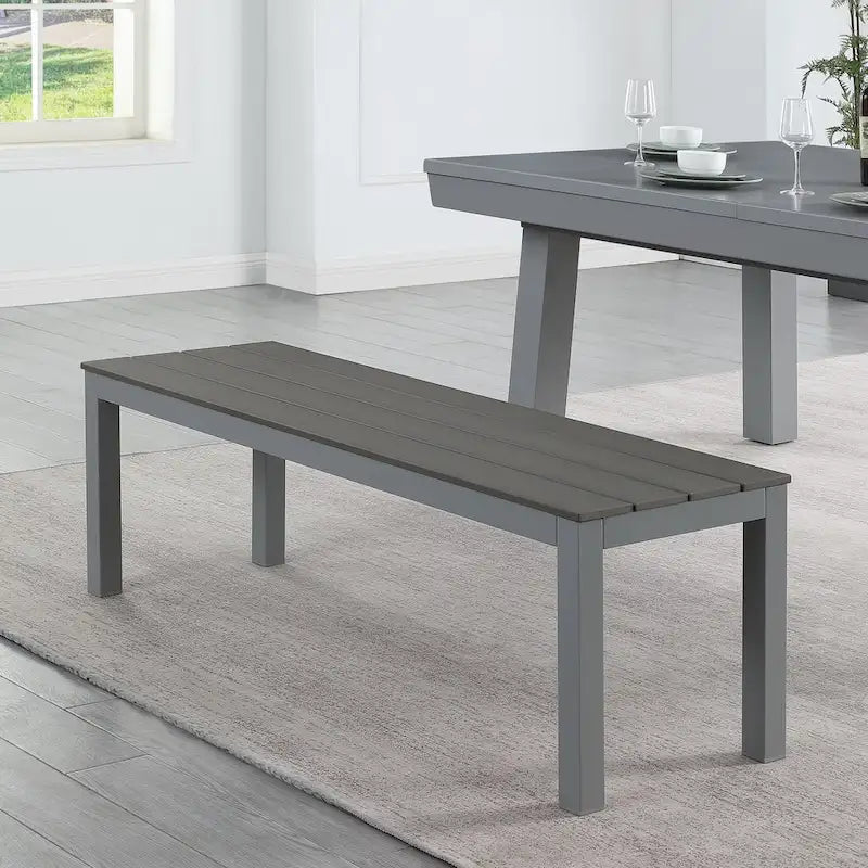 Newport Outdoor Patio 7ft Slate Pool Table 6-Seater Dining Set with 4 Benches & Accessories, Cement Finish