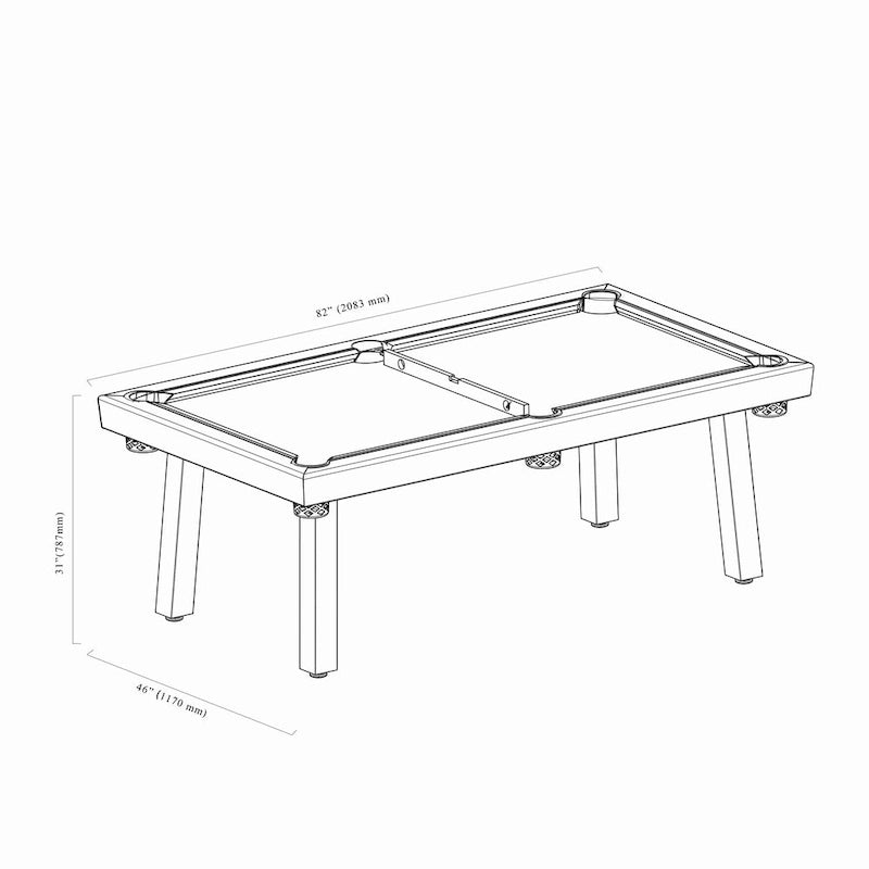 Newport Outdoor Patio 7ft Slate Pool Table 6-Seater Dining Set with 4 Benches & Accessories, Cement Finish
