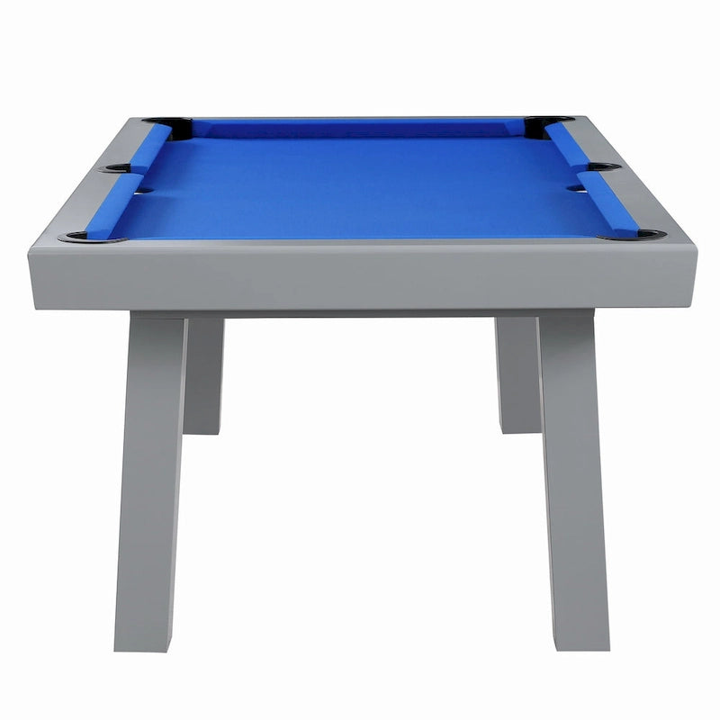 Newport Outdoor Patio 7ft Slate Pool Table 6-Seater Dining Set with 4 Benches & Accessories, Cement Finish