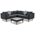4-pieces L-shape Wicker Sofa Set with Colorful Pillows