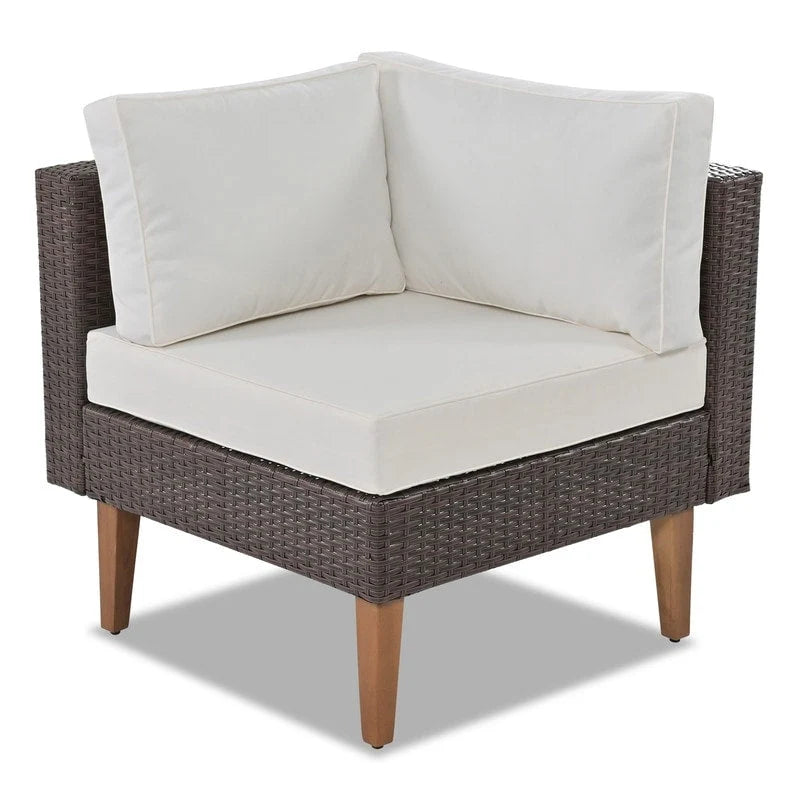 4-pieces L-shape Wicker Sofa Set with Colorful Pillows