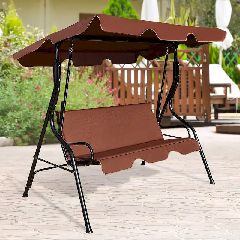 3-Person Patio Outdoor Yard Swing with Canopy