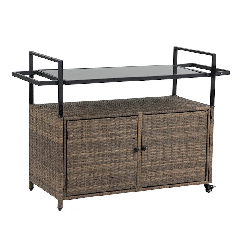 Outdoor Wicker Bar Cart