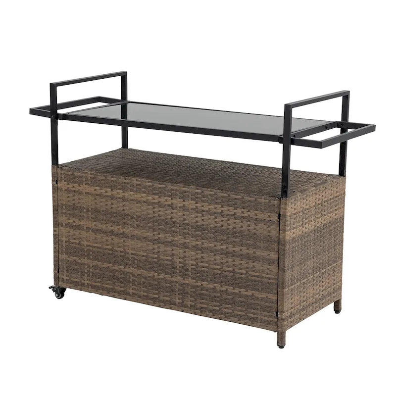Outdoor Wicker Bar Cart