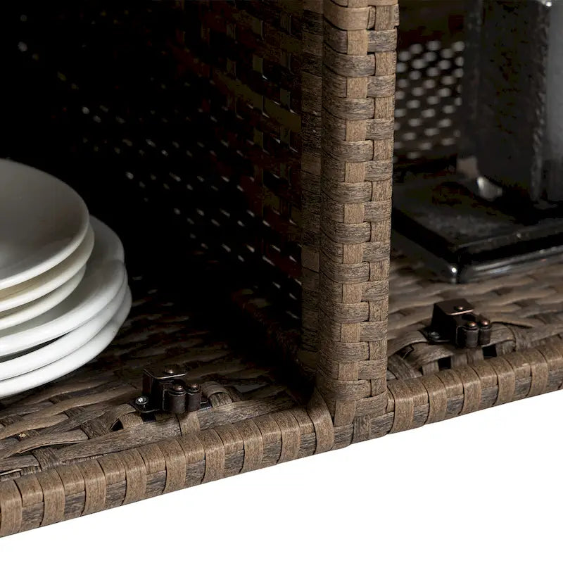 Outdoor Wicker Bar Cart