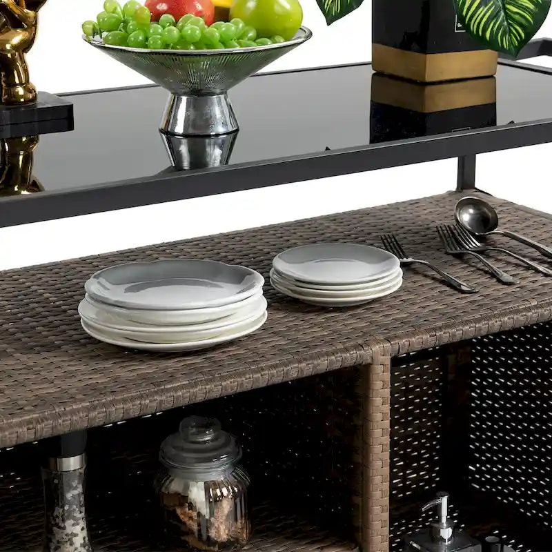 Outdoor Wicker Bar Cart