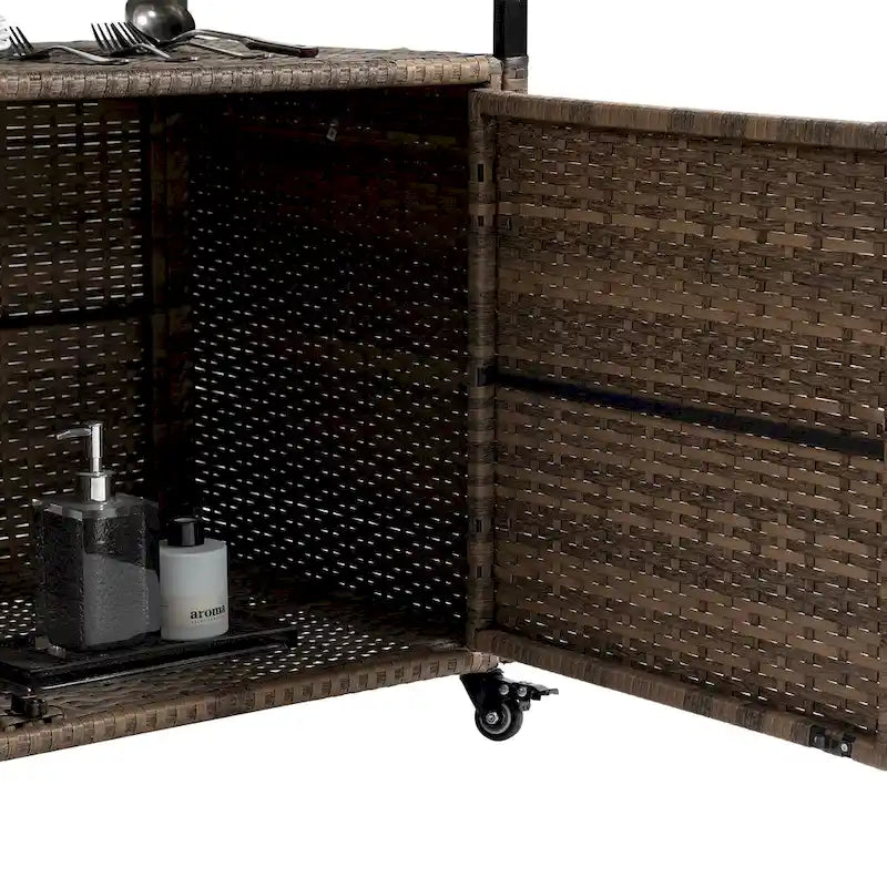 Outdoor Wicker Bar Cart