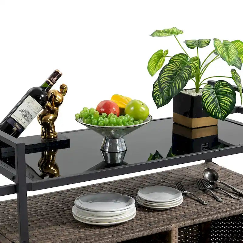 Outdoor Wicker Bar Cart