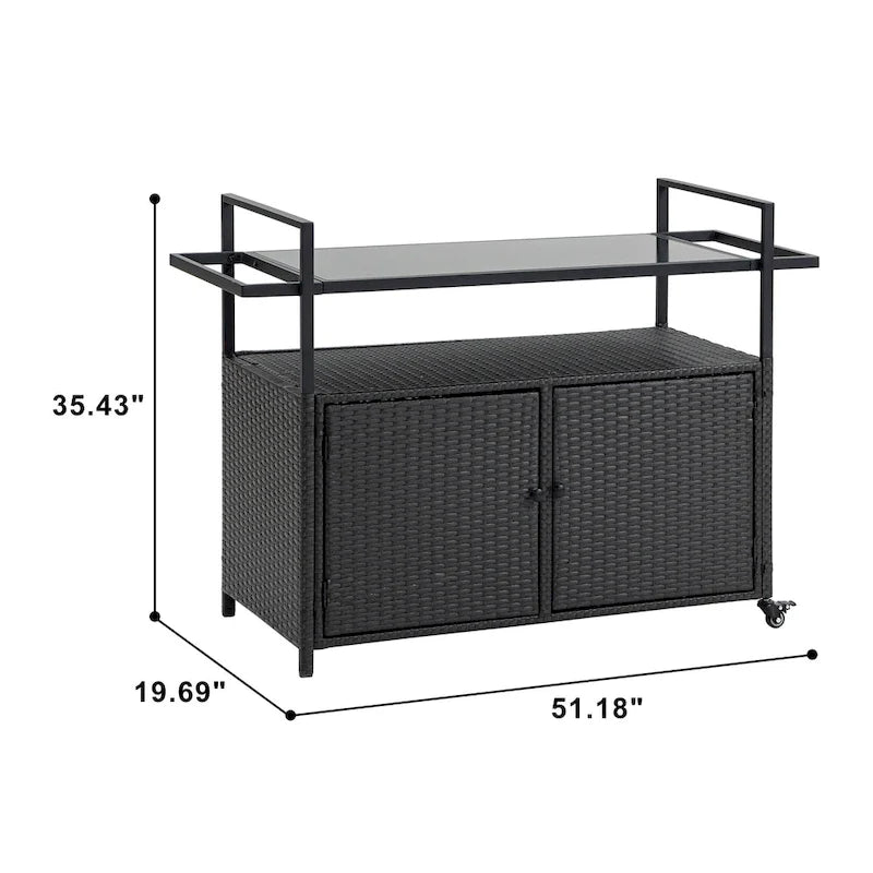 Outdoor Wicker Bar Cart