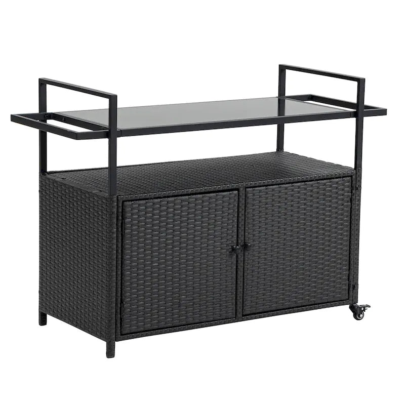 Outdoor Wicker Bar Cart