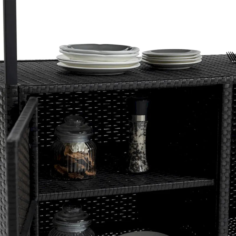 Outdoor Wicker Bar Cart