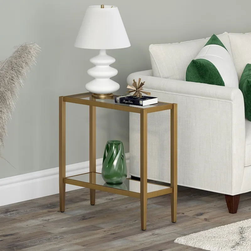 Hera 24 Rectangular Side Table with Glass Shelf – Dons Discount Furniture