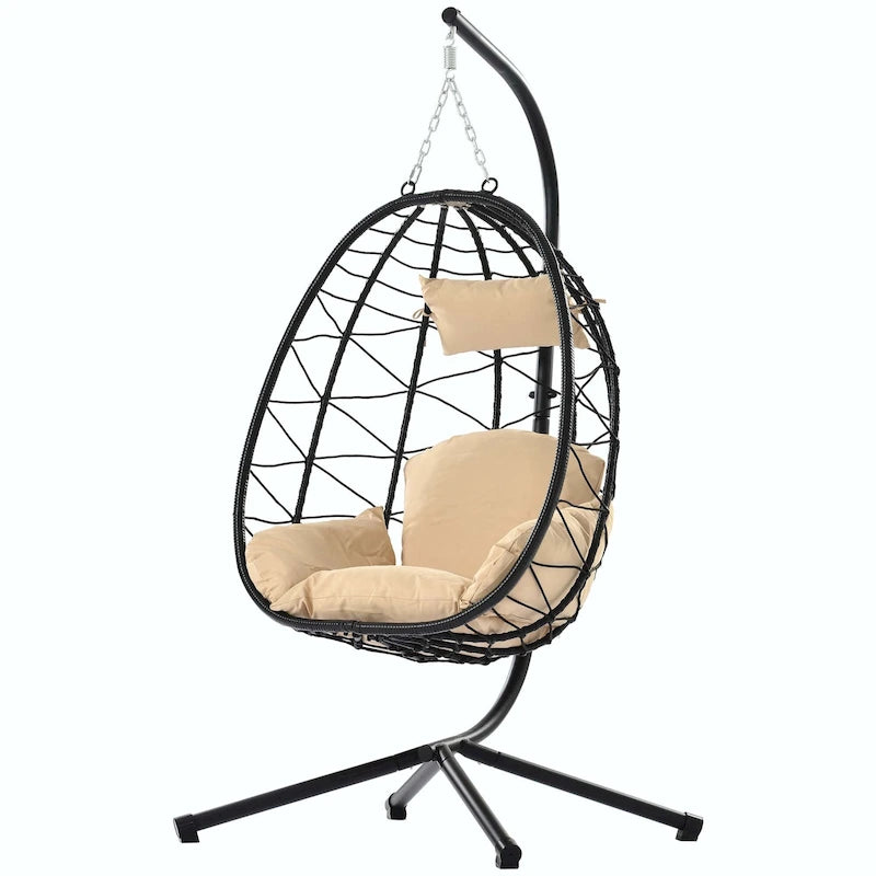 Indoor Outdoor Swing Chair with Stand for Bedroom Living Room Balcony