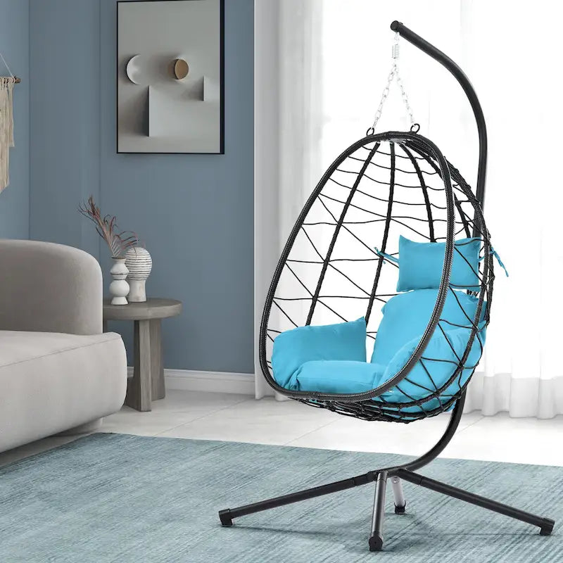 Indoor Outdoor Swing Chair with Stand for Bedroom Living Room Balcony
