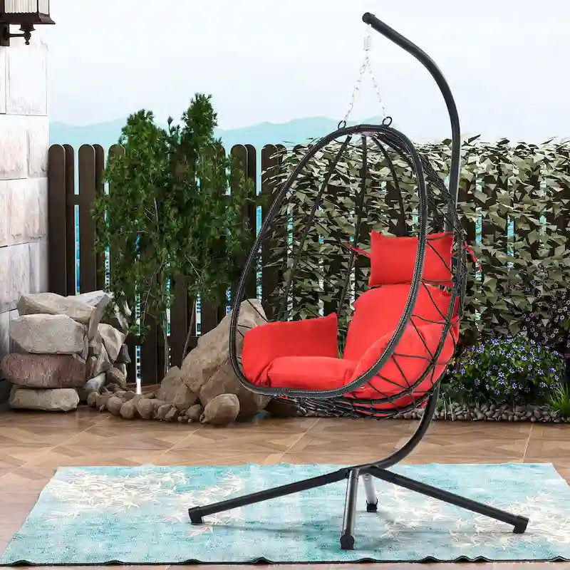 Indoor Outdoor Swing Chair with Stand for Bedroom Living Room Balcony