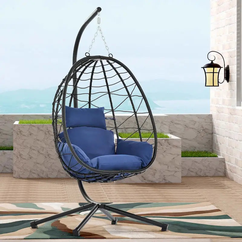 Indoor Outdoor Swing Chair with Stand for Bedroom Living Room Balcony