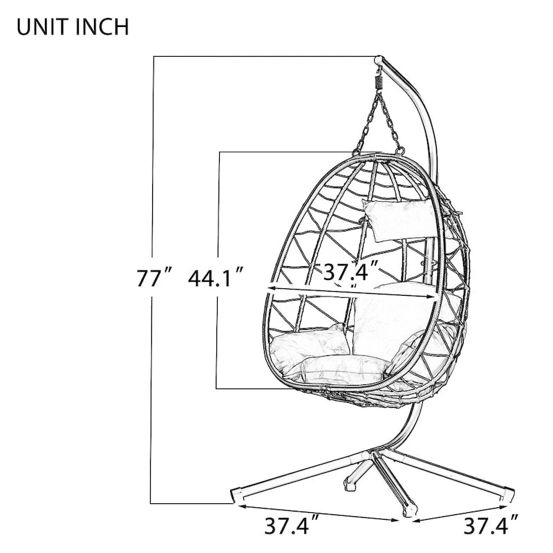 Indoor Outdoor Swing Chair with Stand for Bedroom Living Room Balcony