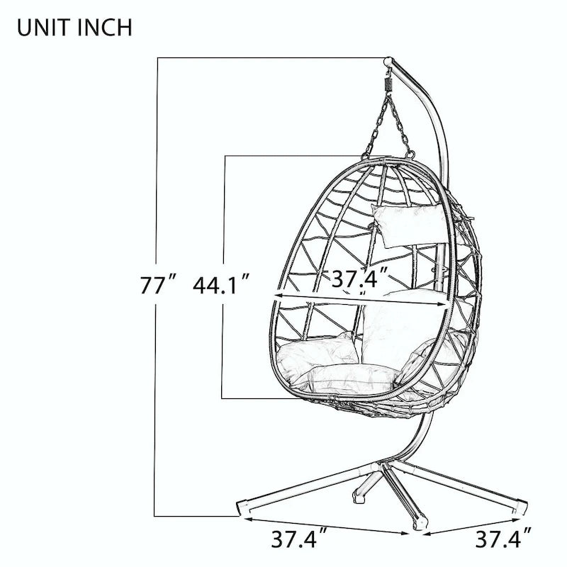Indoor Outdoor Swing Chair with Stand for Bedroom Living Room Balcony