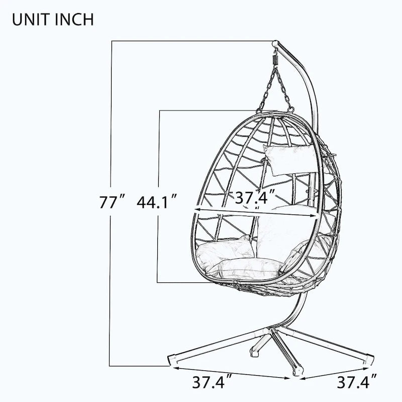 Indoor Outdoor Swing Chair with Stand for Bedroom Living Room Balcony