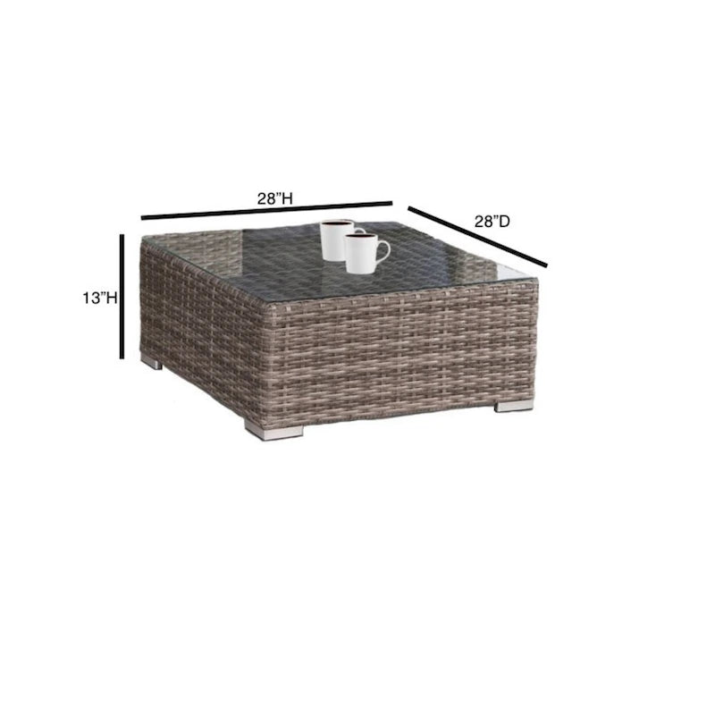 LSI Antibes Grey Wicker Sunbrella 9-piece Sofa Club Set