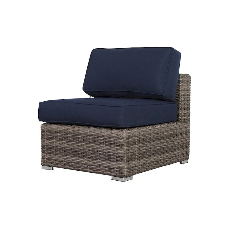 LSI Antibes Grey Wicker Sunbrella 9-piece Sofa Club Set