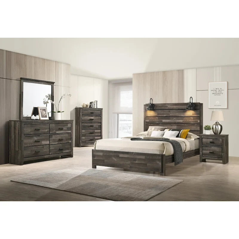 Edyth 3 Piece Brown Platform Bedroom Set
