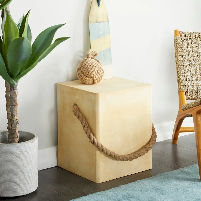 Fiber clay Contemporary Outdoor Accent Table - 15 x 15 x 18