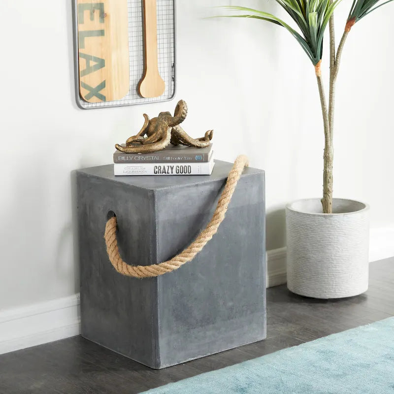 Fiber clay Contemporary Outdoor Accent Table - 15 x 15 x 18