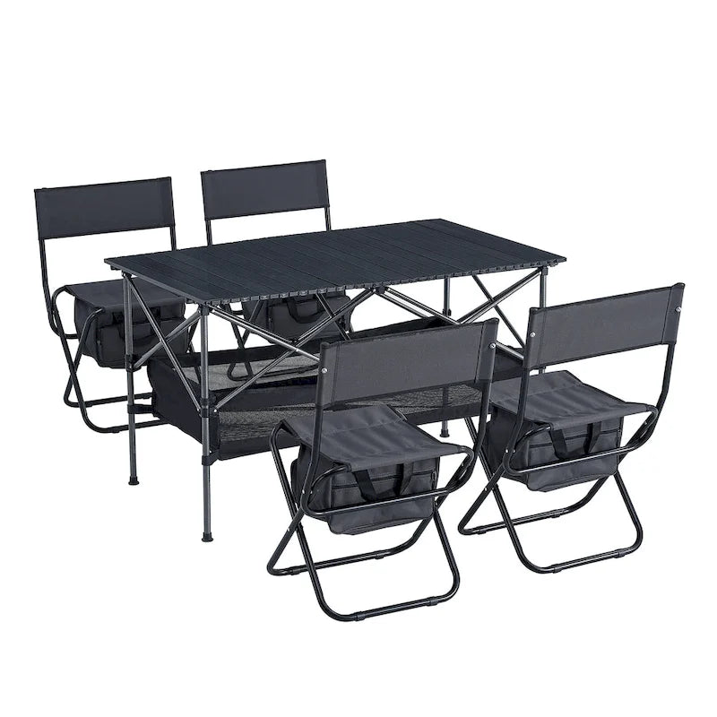 Set of 5, Folding Outdoor Table and Chair Set