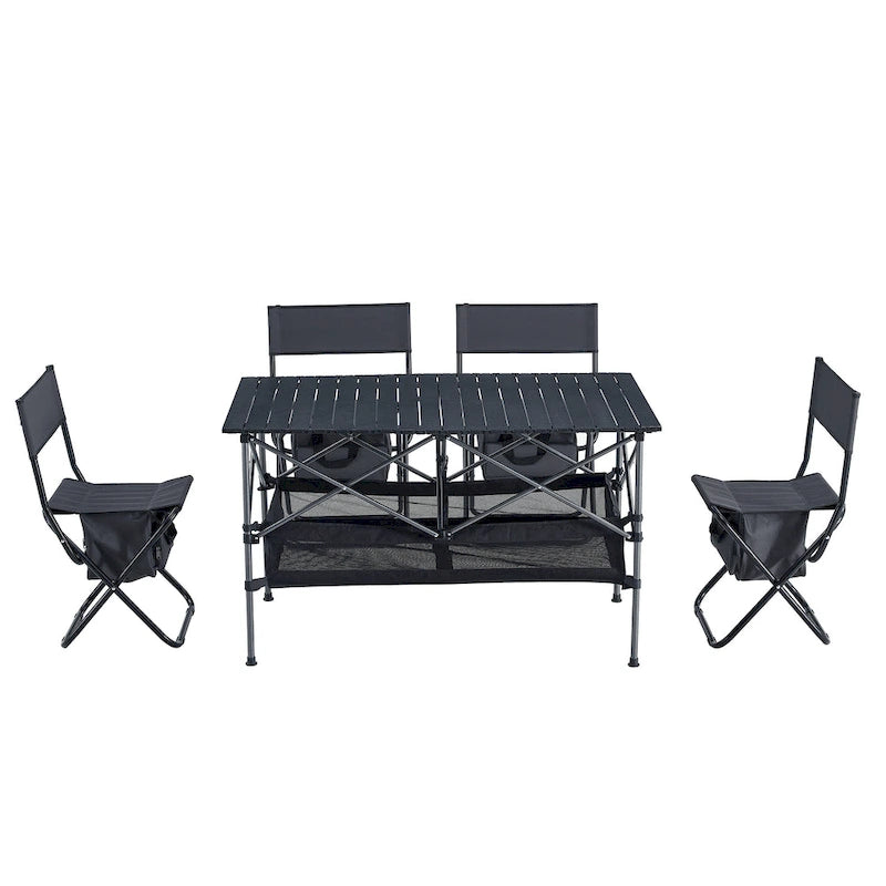 Set of 5, Folding Outdoor Table and Chair Set