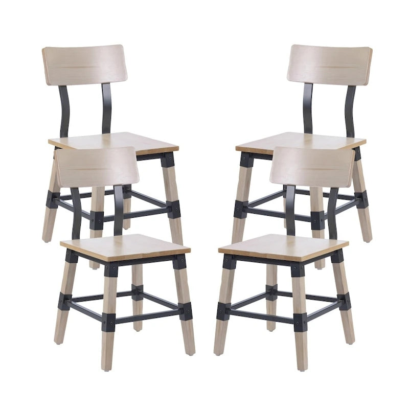 4 Pack Commercial Grade Rustic Antique Industrial Style Wood Dining Chair