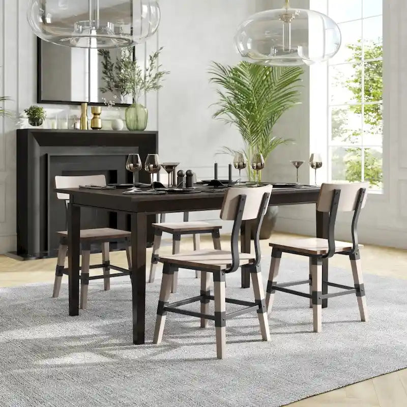 4 Pack Commercial Grade Rustic Antique Industrial Style Wood Dining Chair