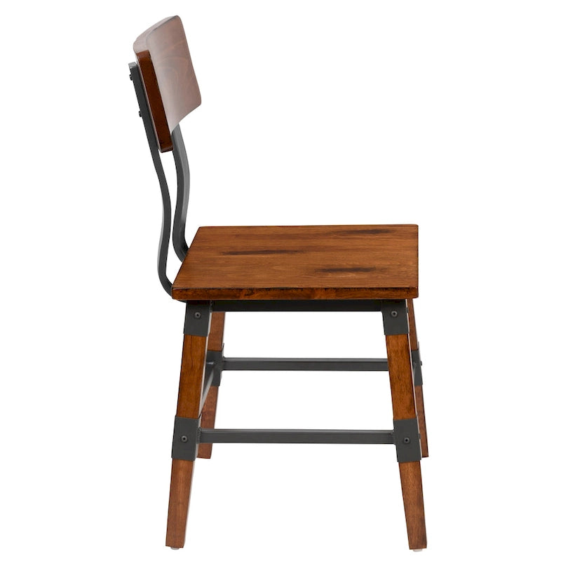 4 Pack Commercial Grade Rustic Antique Industrial Style Wood Dining Chair