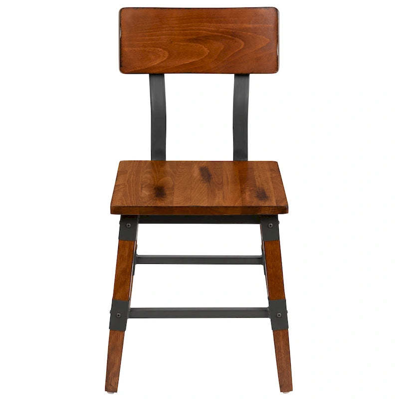 4 Pack Commercial Grade Rustic Antique Industrial Style Wood Dining Chair