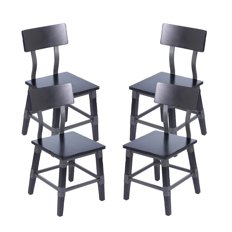 4 Pack Commercial Grade Rustic Antique Industrial Style Wood Dining Chair