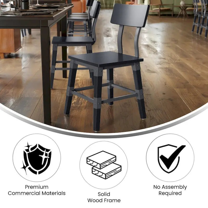 4 Pack Commercial Grade Rustic Antique Industrial Style Wood Dining Chair