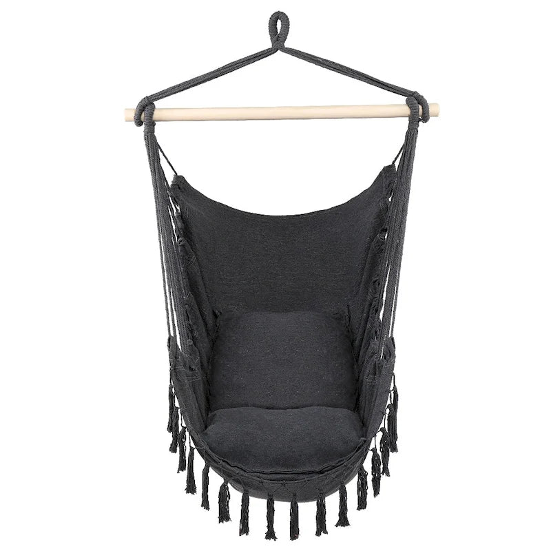 Pillow Tassel Hanging Chair Beige/Dark Grey