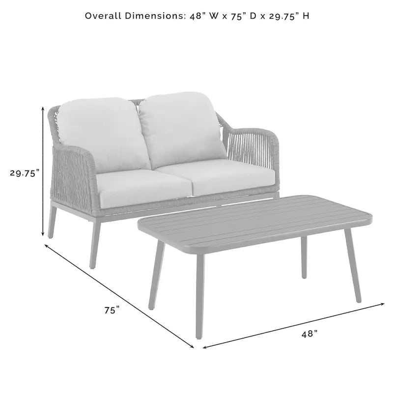 Haven 2Pc Outdoor Wicker Conversation Set - 75 D x 48 W x 29.75 H