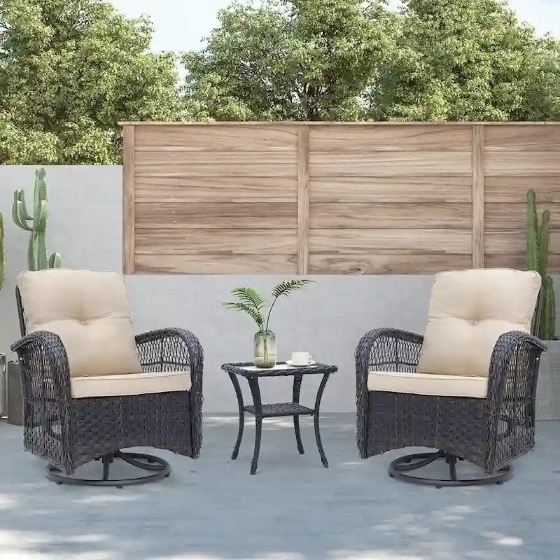 3-piece Wicker Swivel Chair Conversation Set by Havenside Home